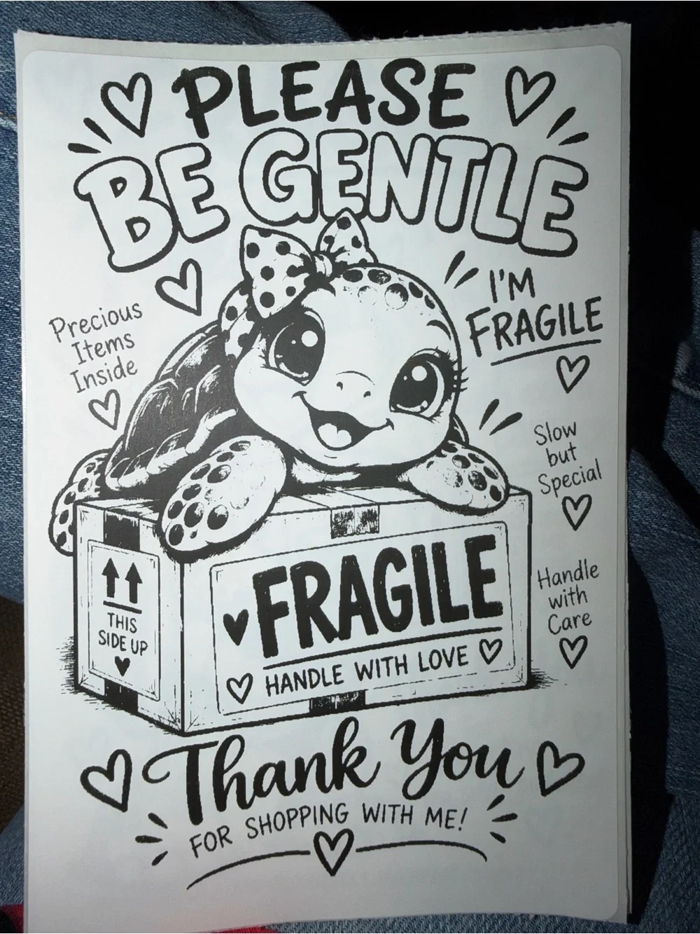 Fragile Turtle Sticker 50 count 4x6